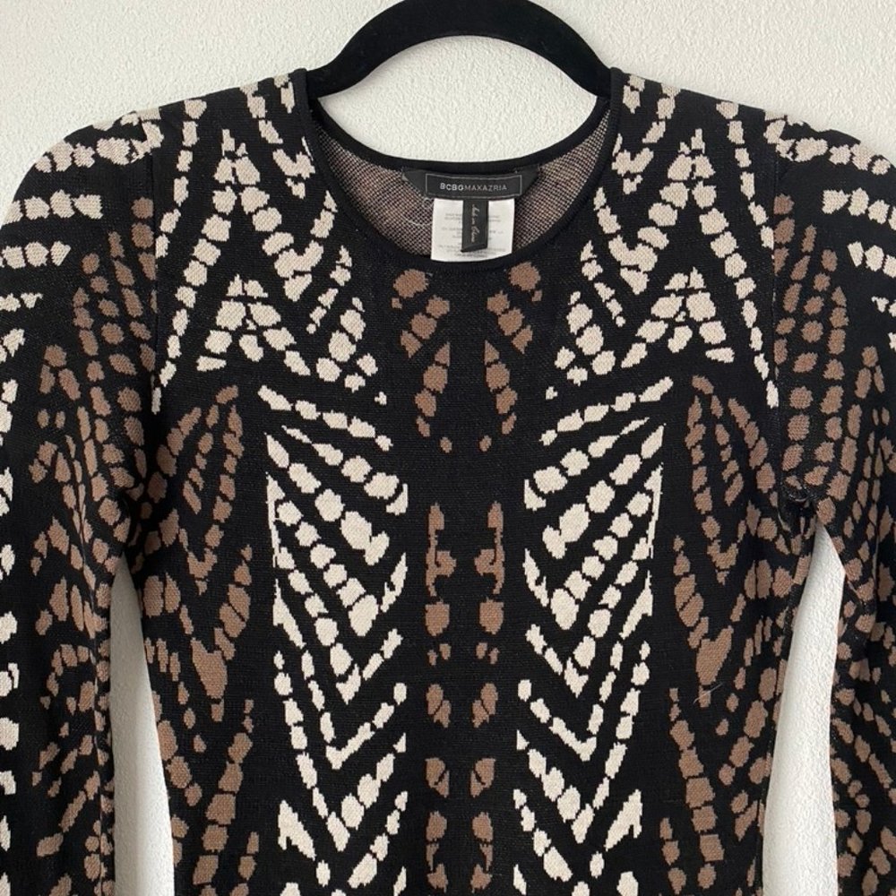 BCBG Long-Sleeved Printed Sweater Dress